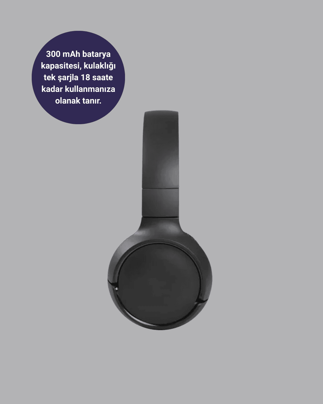 Kablosuz Bluetooth Kulaklık 5.0 18 Saat Kullanım Dinamik Sürücü Siyah 4