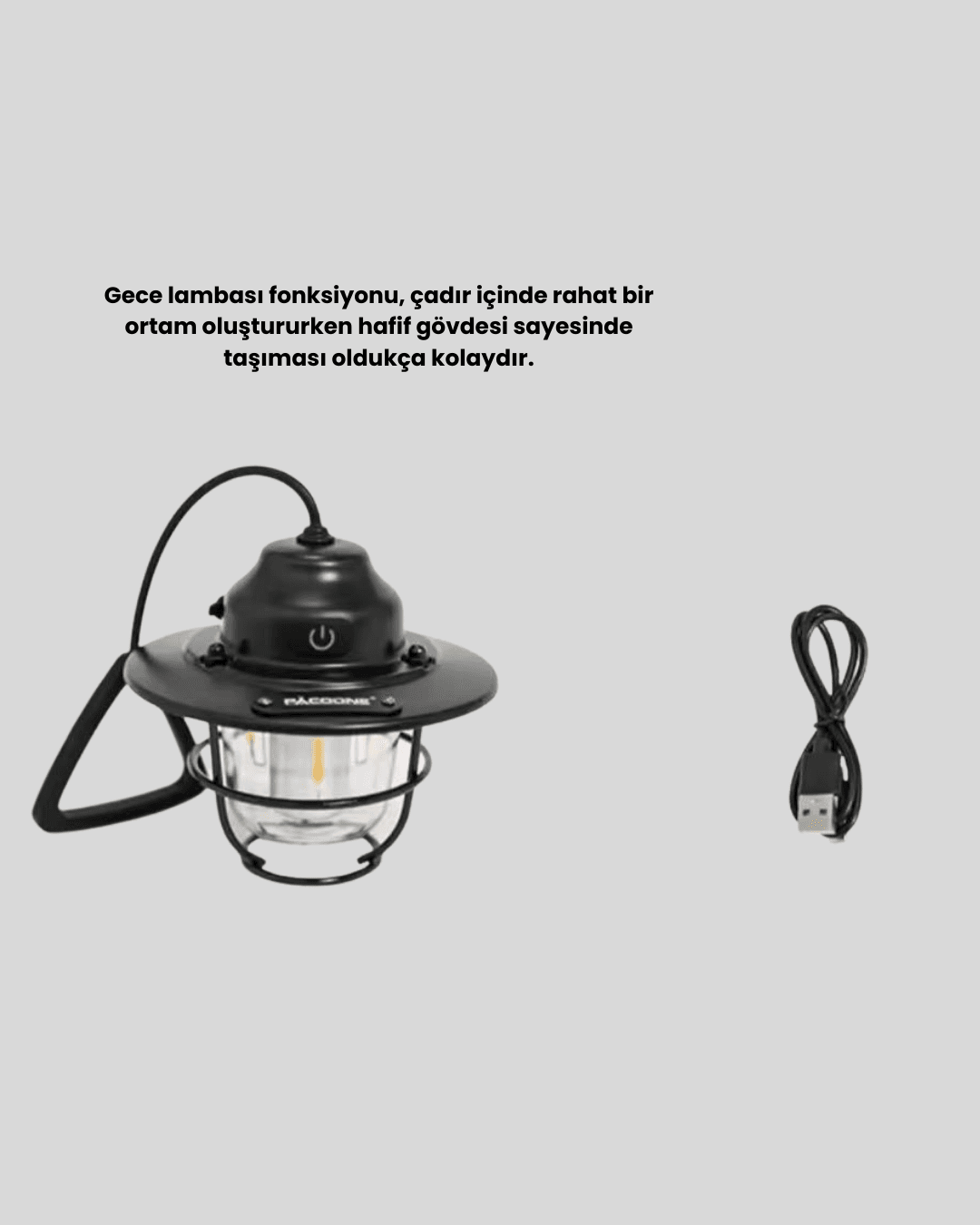Taşınabilir Retro Çam Konisi Kamp Lambası Gece Işığı Su Geçirmez 4