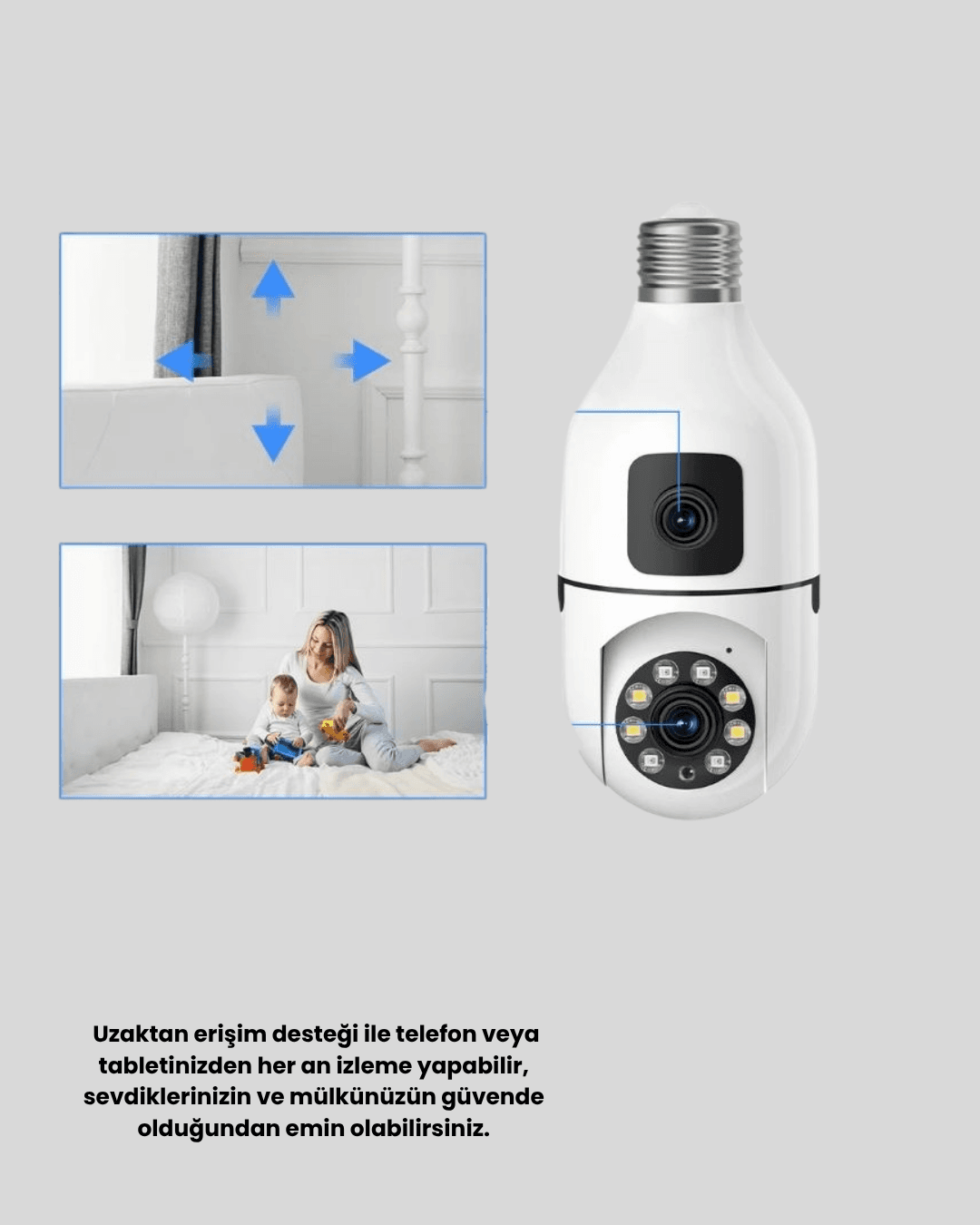 Ampul Tipi WiFi Kamera 2MP Lensli Full HD Görüntü ve Akıllı Hareket Algılama 4