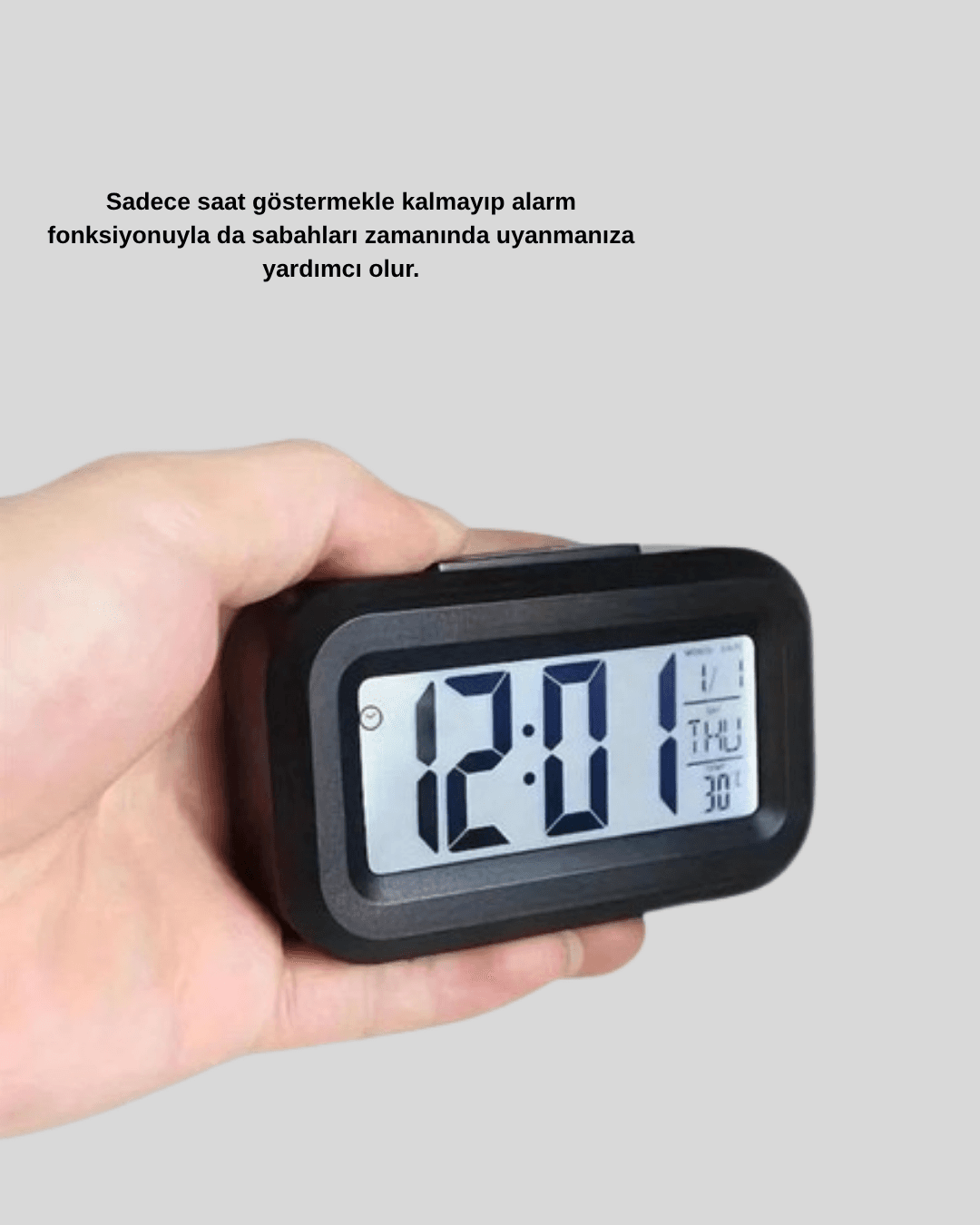 Dijital Masa Saati Sensörlü Aydınlatmalı Alarm ve Sıcaklık Ölçerli 4