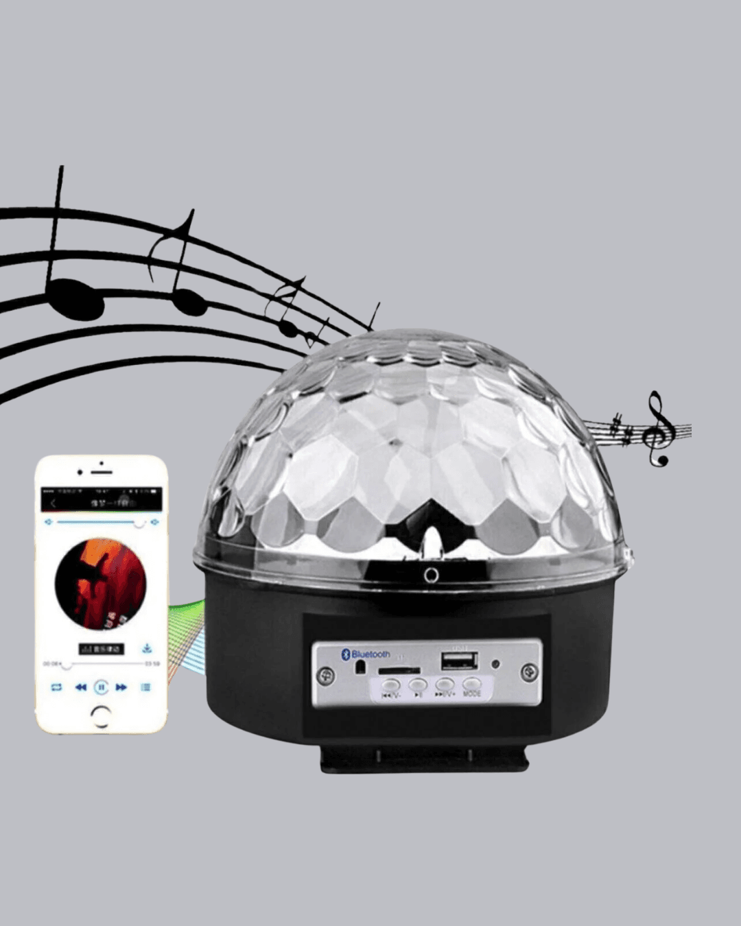 Bluetooth Hoparlörlü LED Disko Işığı Müzik Ritim Duyarlı ve Taşınabilir 4