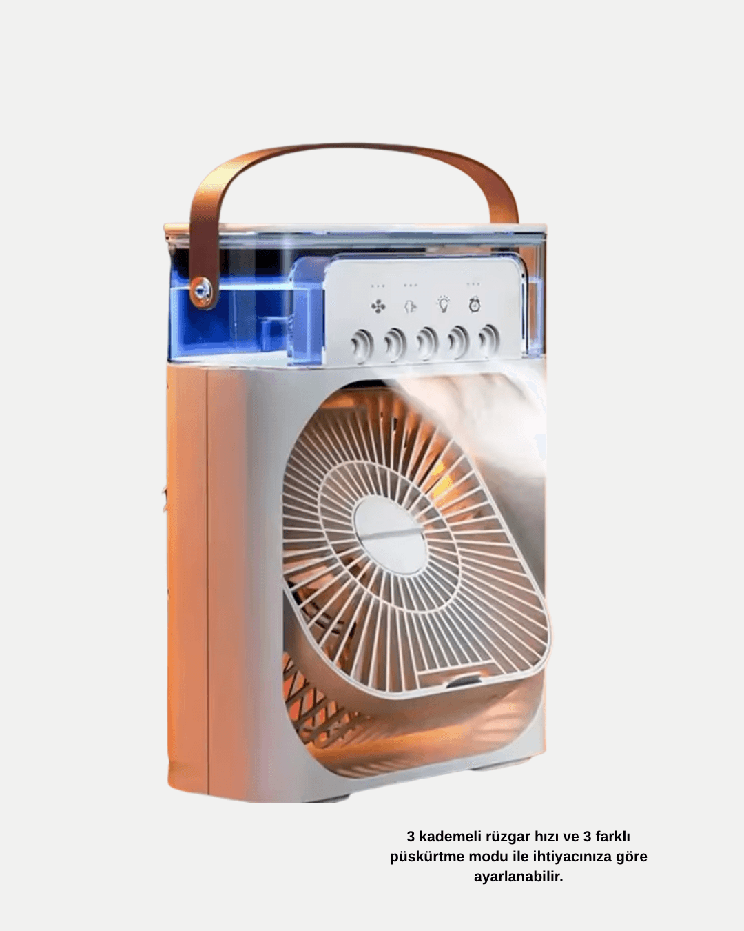 Taşınabilir Mini Klima Fan 3’ü 1 Arada Soğutucu, Nemlendirici ve Gece Lambası 4