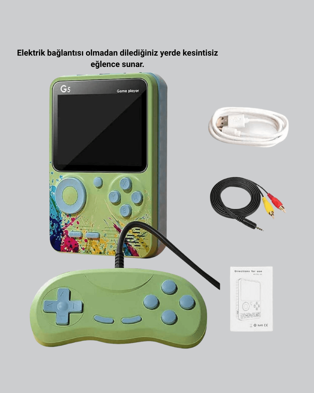 G5 Taşınabilir Retro Game Box 500 Oyunlu Şarjlı Mini Oyun Konsolu 4