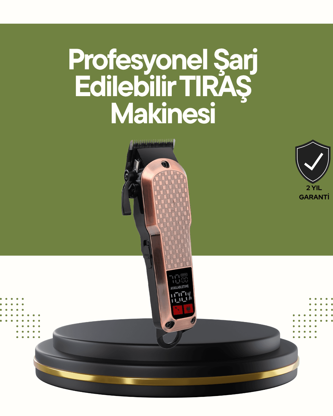 Şarjlı Saç Kesme Makinesi – 4 Kademeli Ayar, LCD Ekran ve Hızlı Şarj Desteği