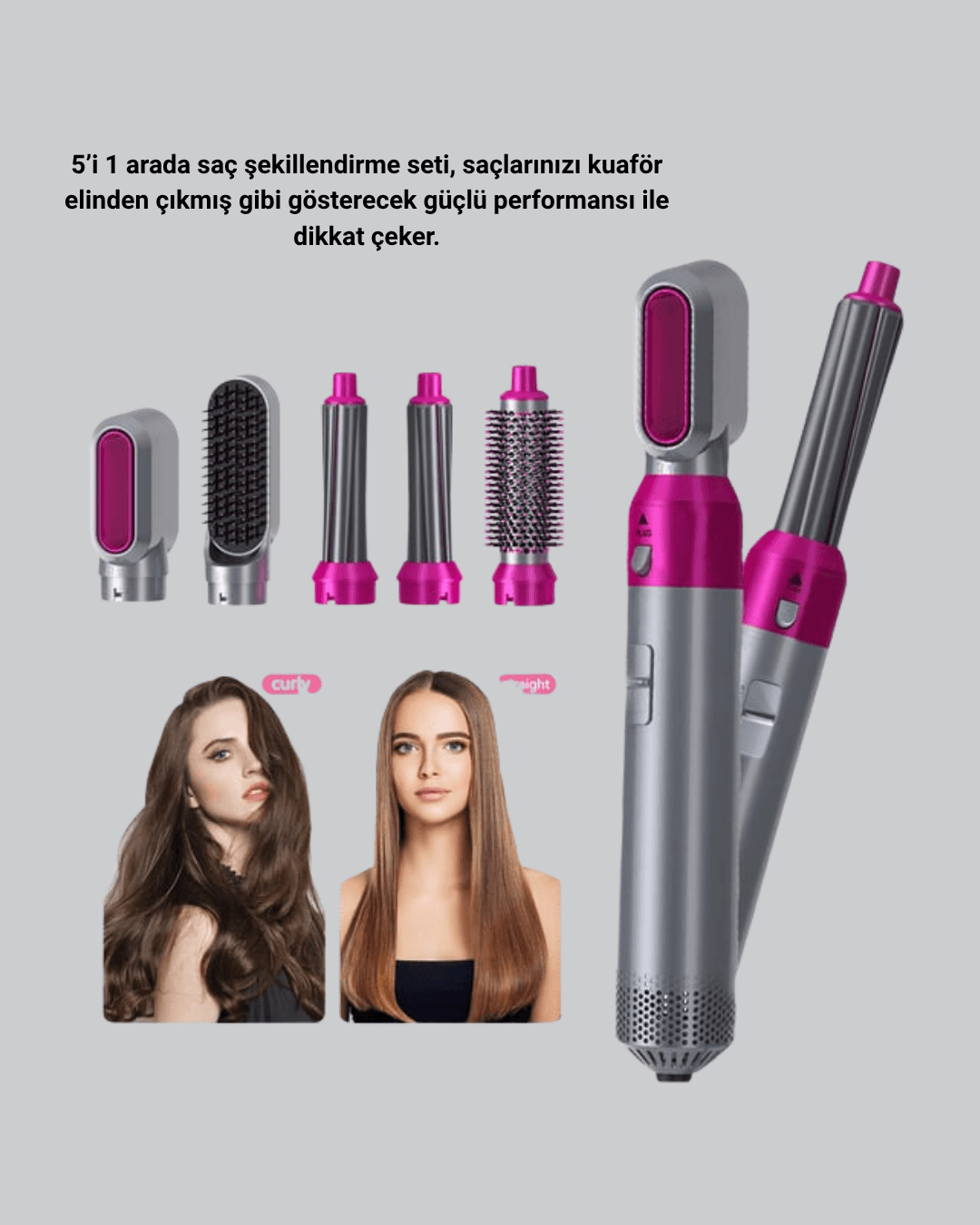 5’i 1 Arada Saç Şekillendirici Set Kuaför Düzeyinde Performans ve Ergonomik Tasarım 4