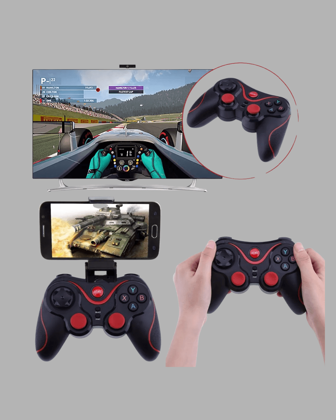 Bluetooth Gamepad Kablosuz Oyun Kumandası Tek Cihaz Destekli 5