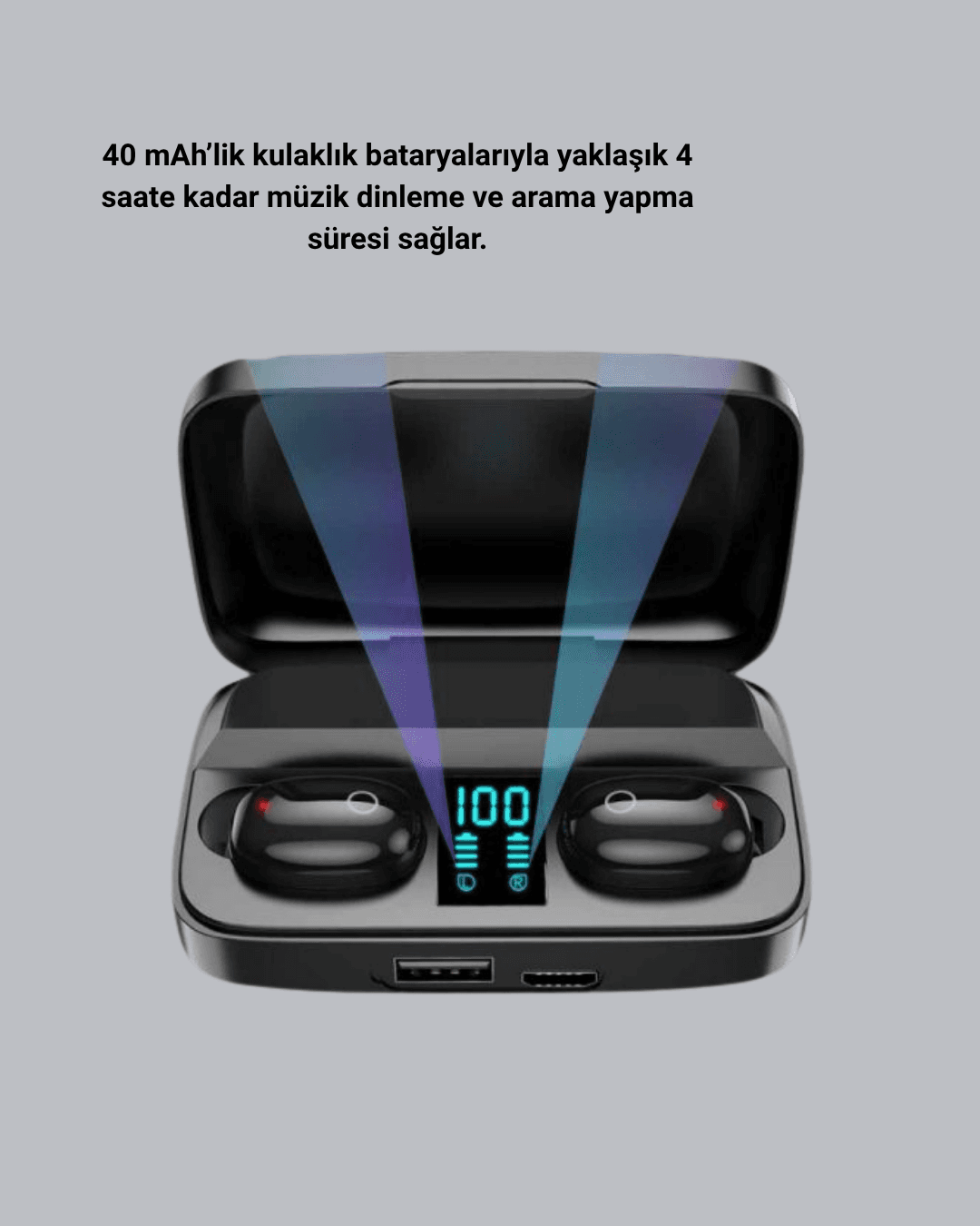 TWS A10s Bluetooth 5.0 Kulaklık Powerbank Şarj Kutulu Mini Tasarım 5