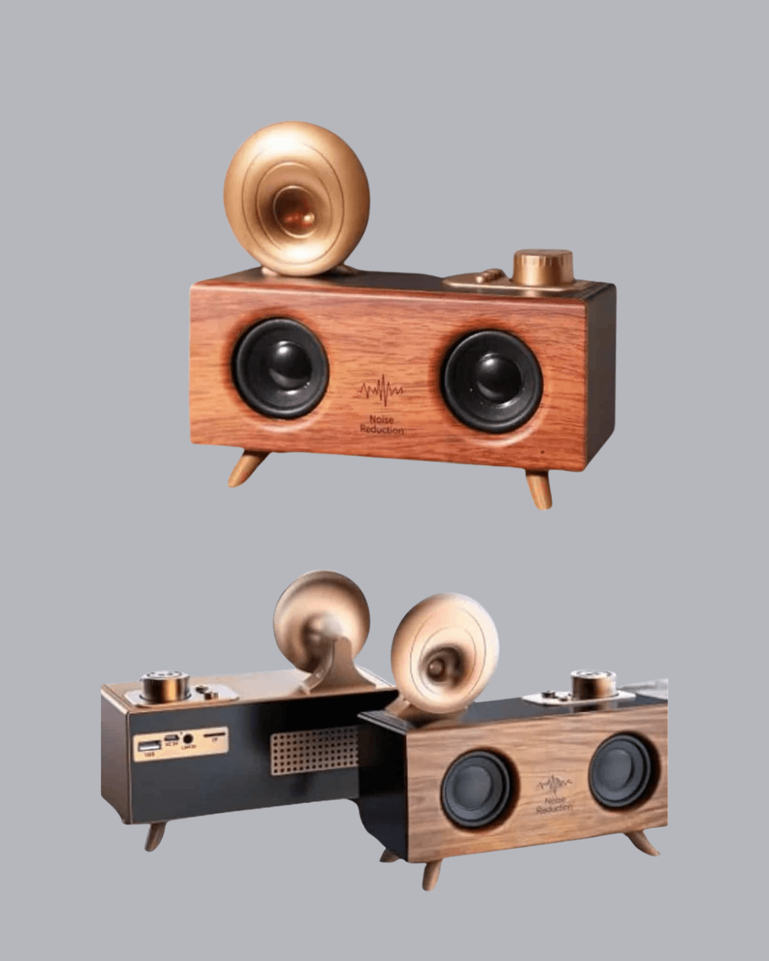 Çift Hoparlörlü Retro Bluetooth Speaker 1800mAh Bataryalı AUX USB SD Kartlı 5