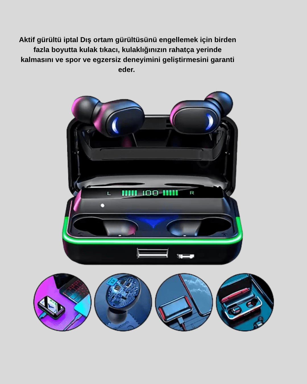 Gaming Bluetooth Kulaklık 800mAh Powerbank Düşük Gecikmeli 5