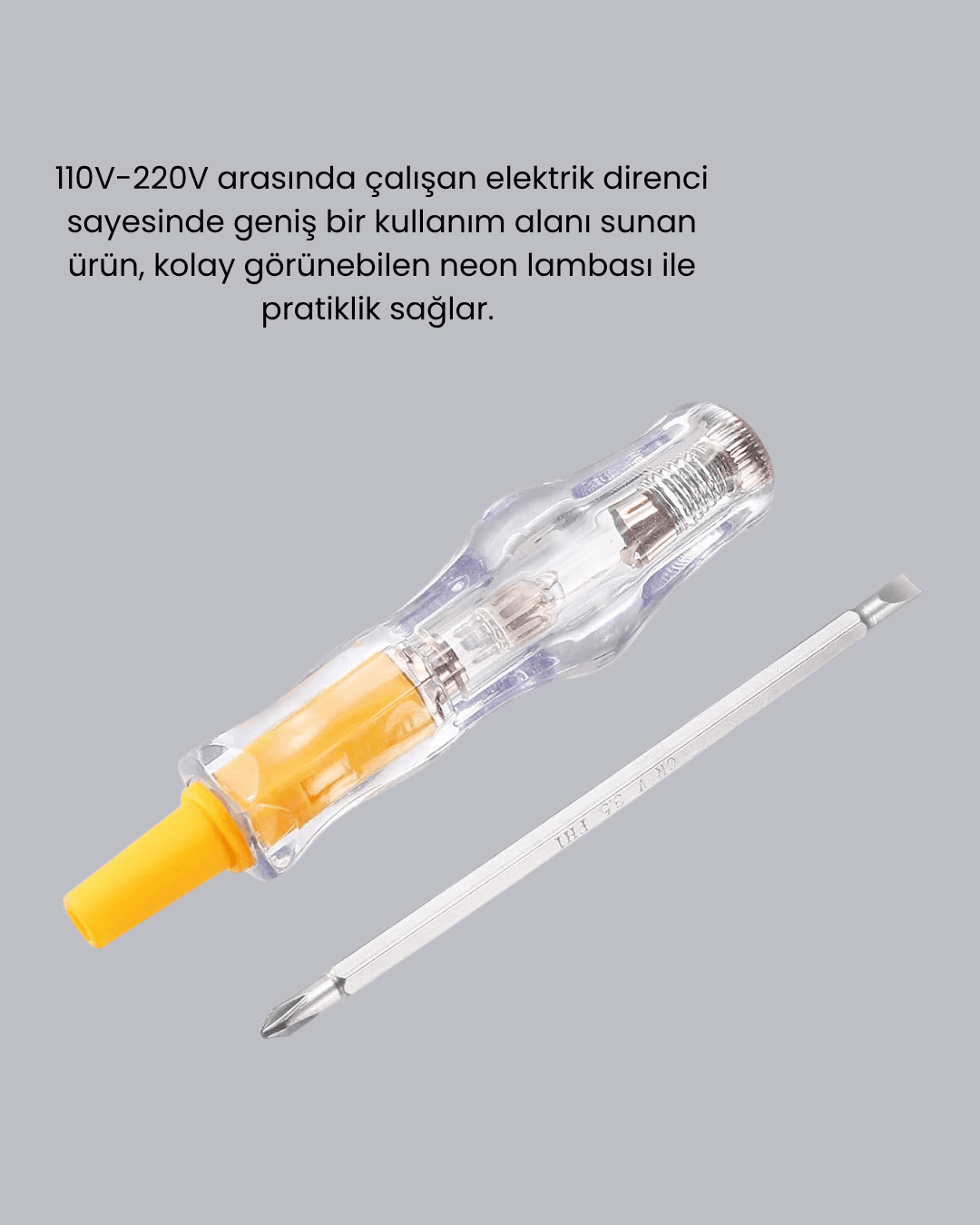 Neon Lambalı Elektrik Kontrol Kalemi Nikel Kaplama 110-220V 5