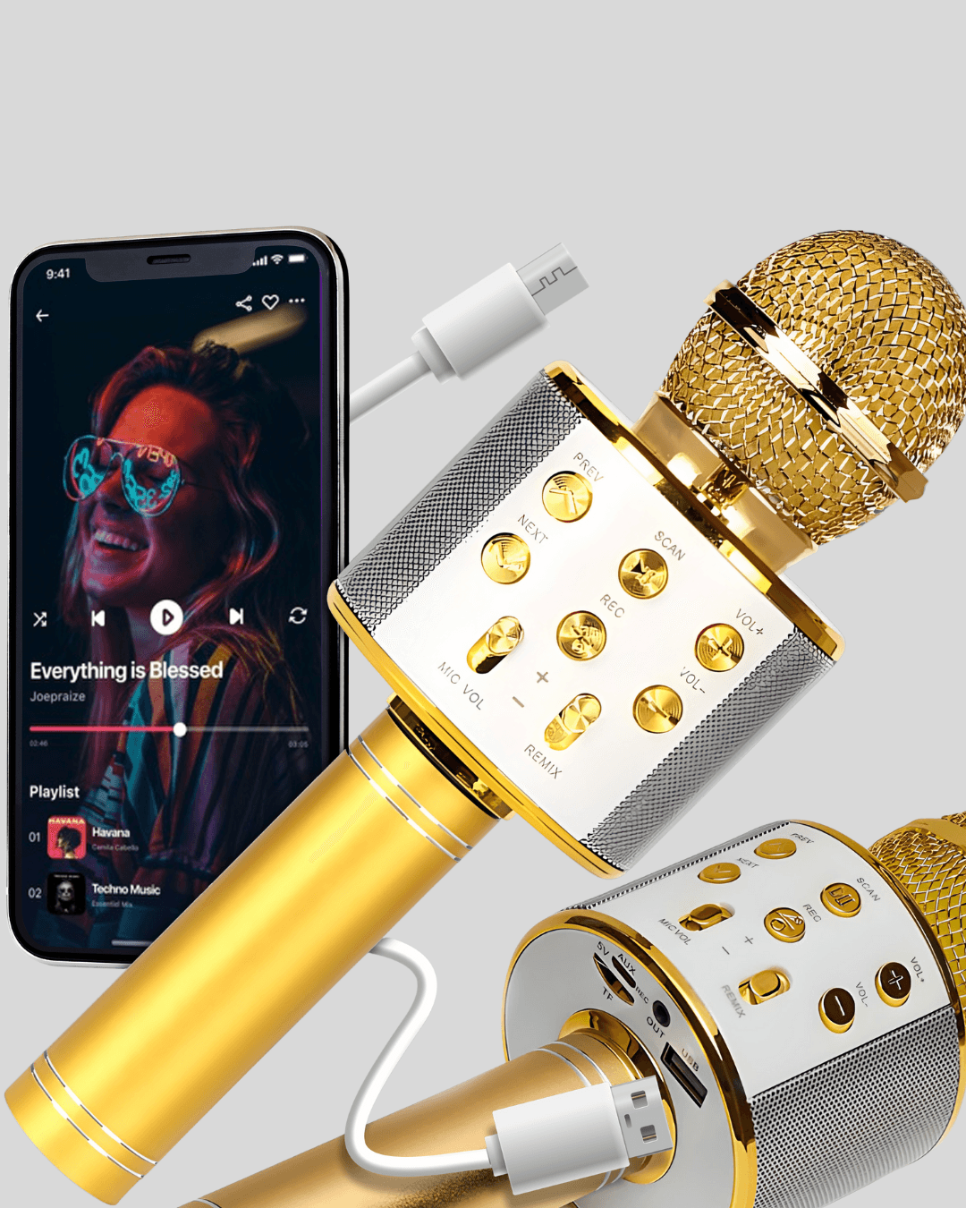 Karaoke Mikrofonu Bluetooth USB AUX Girişli Yankı Efektli 5