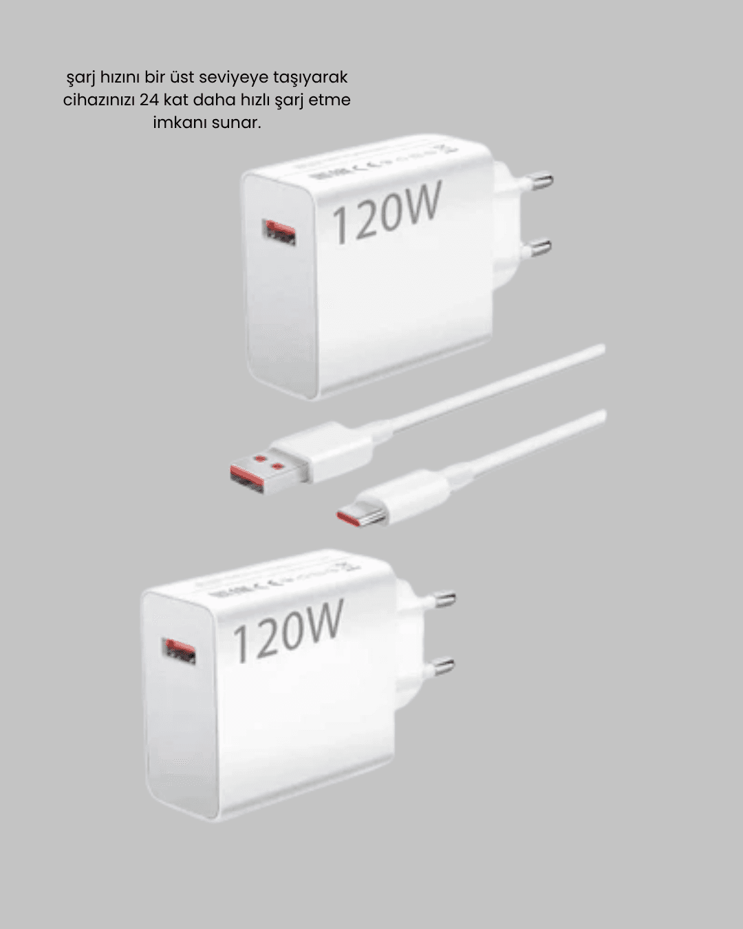 120W USB-C Şarj Adaptörü Süper Hızlı Şarj Güç Kaynağı Seti 5