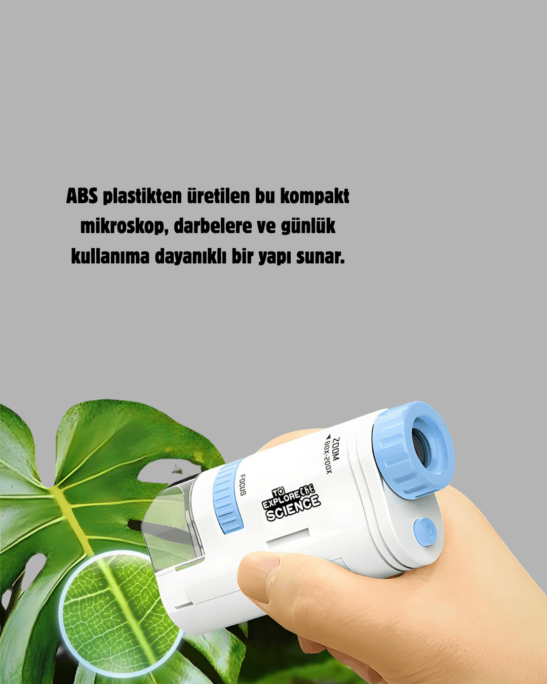 LED Işıklı Mikroskop 80X–200X Zoom Eğitici Bilim Seti ve Taşınabilir 6