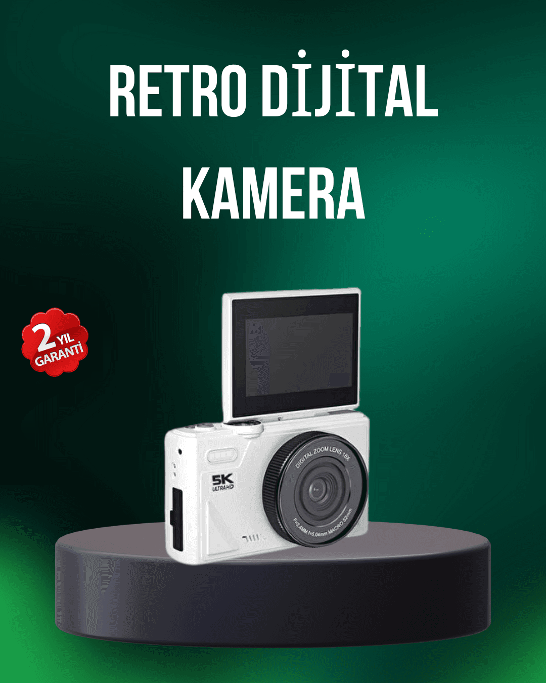 5K 75MP Dijital Kamera WiFi Aktarımlı Otofokus ve 18x Dijital Zoom