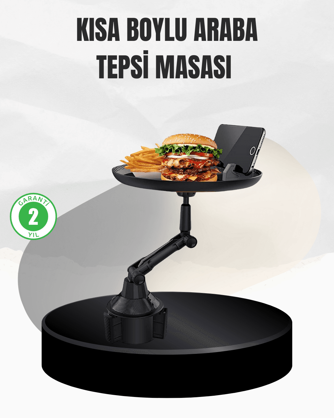 Universal Araç İçi Bardaklık Tepsisi 9 İnç Yemek Alanı ve Telefon Standlı
