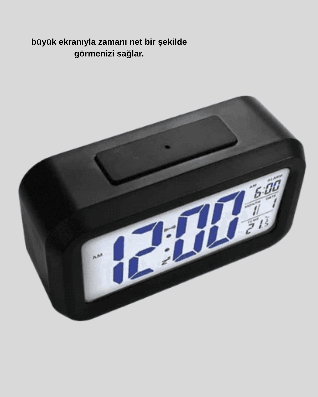 Dijital Masa Saati Sensörlü Aydınlatmalı Alarm ve Sıcaklık Ölçerli 5