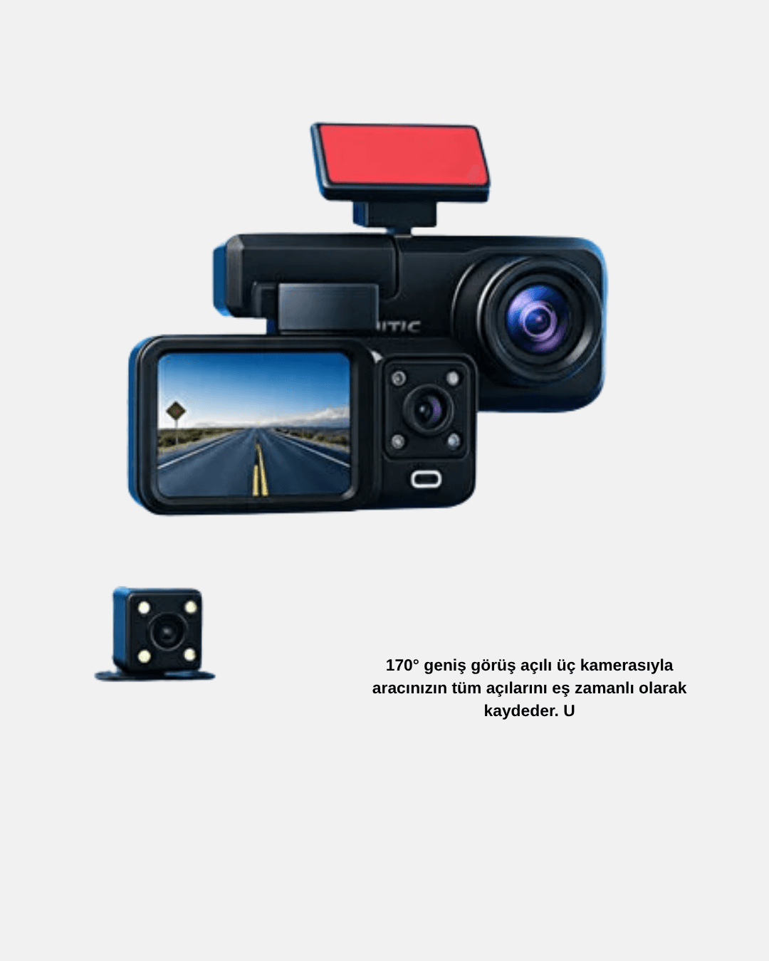 Üç Kameralı Dash Cam 170° Geniş Açılı Full HD Gece Görüşlü 5