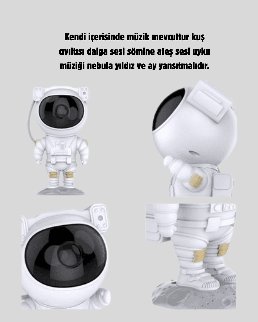 Astronot Projeksiyon Lambası Bluetooth Müzikli ve Uzaktan Kumandalı 5