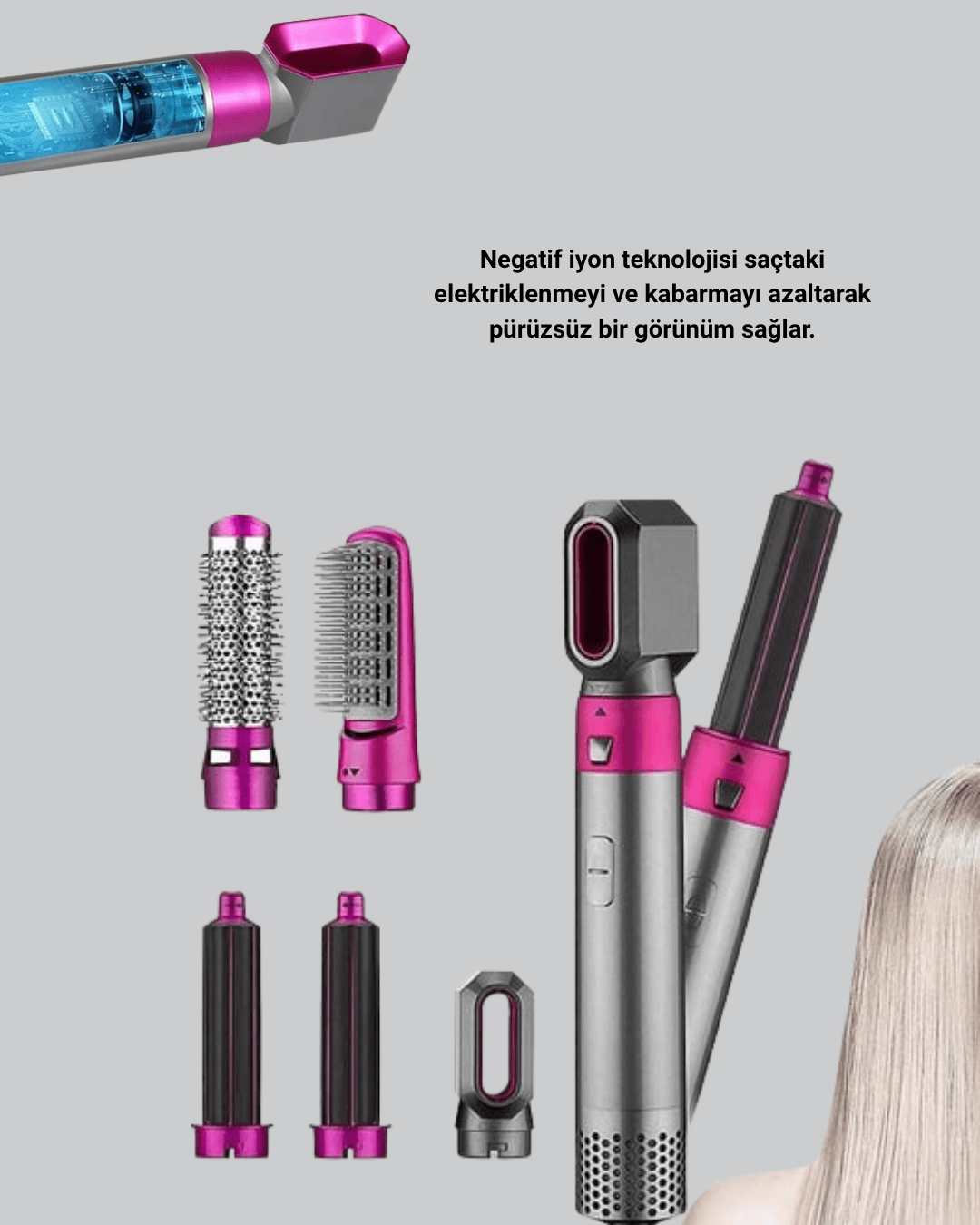 5’i 1 Arada Saç Şekillendirici Set Kuaför Düzeyinde Performans ve Ergonomik Tasarım 5