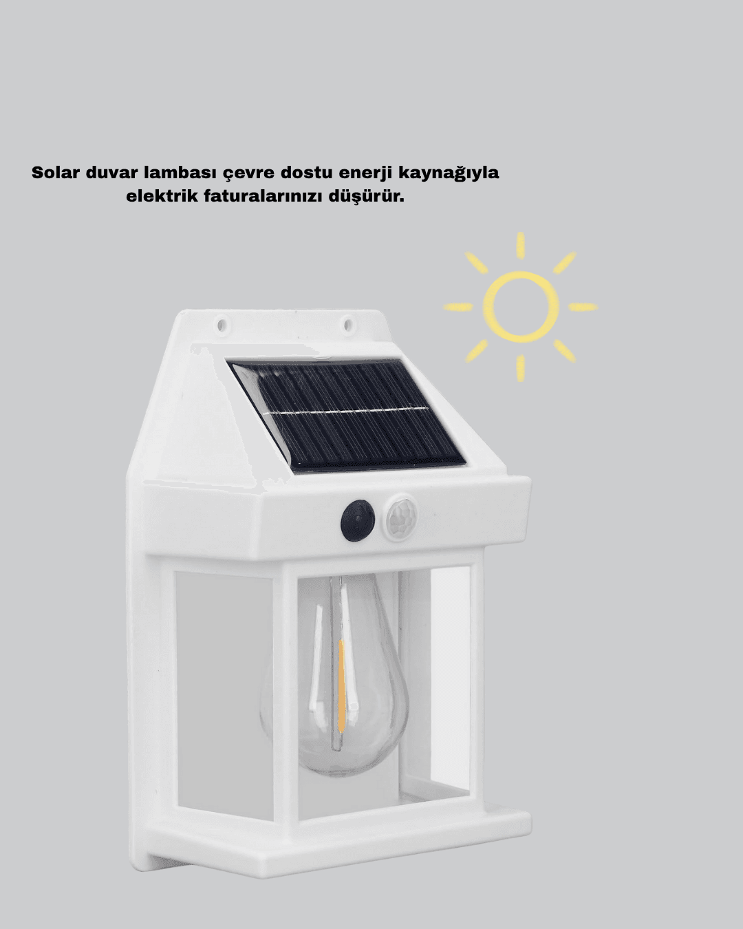 Üç Modlu Güneş Enerjili Duvar Lambası 1800mAh Bataryalı ve Hareket Sensörlü 6