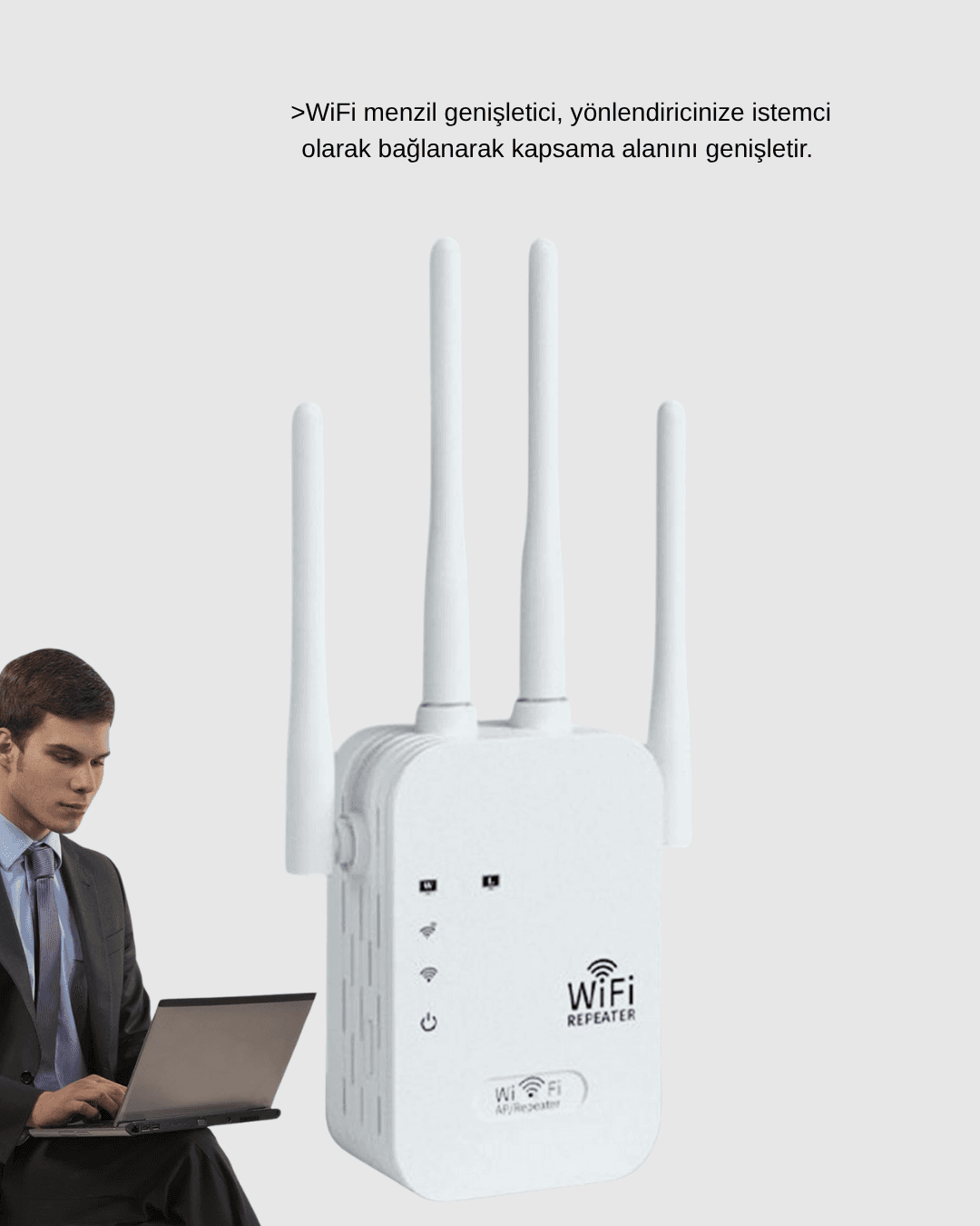 Antenli WiFi Repeater 300m2 Kapsama Alanı WPA3 Güvenlikli 6