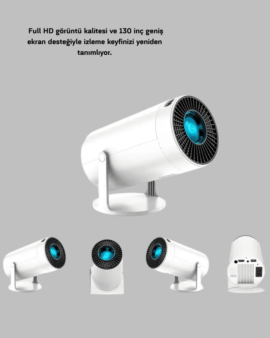 Full HD Ev Sinema Projeksiyon Cihazı 160 ANSI Lümen 130 İnç Kablosuz 6
