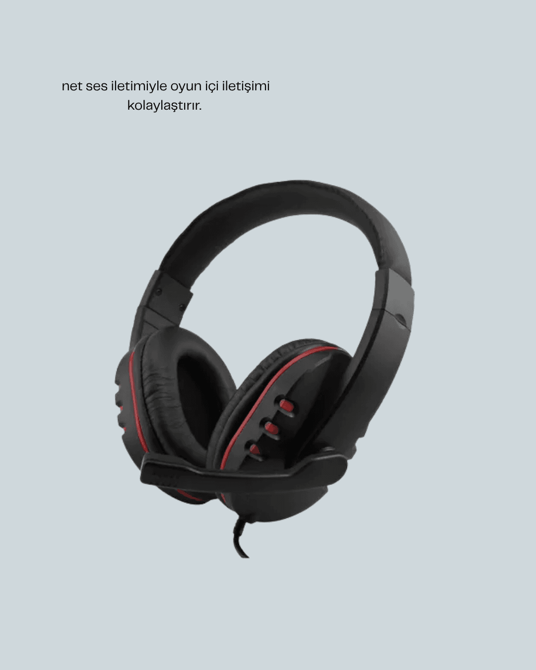 Kırmızı Gaming Headset Mikrofonlu Sağlam Kablolu Konforlu 3