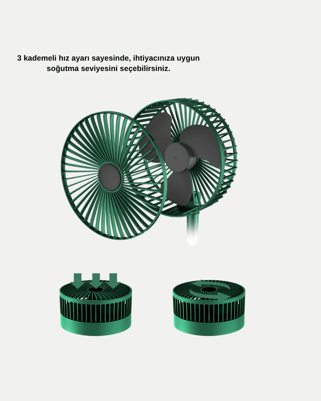 Taşınabilir Katlanabilir Mini Fan 3 Kademeli Şarj Edilebilir 6