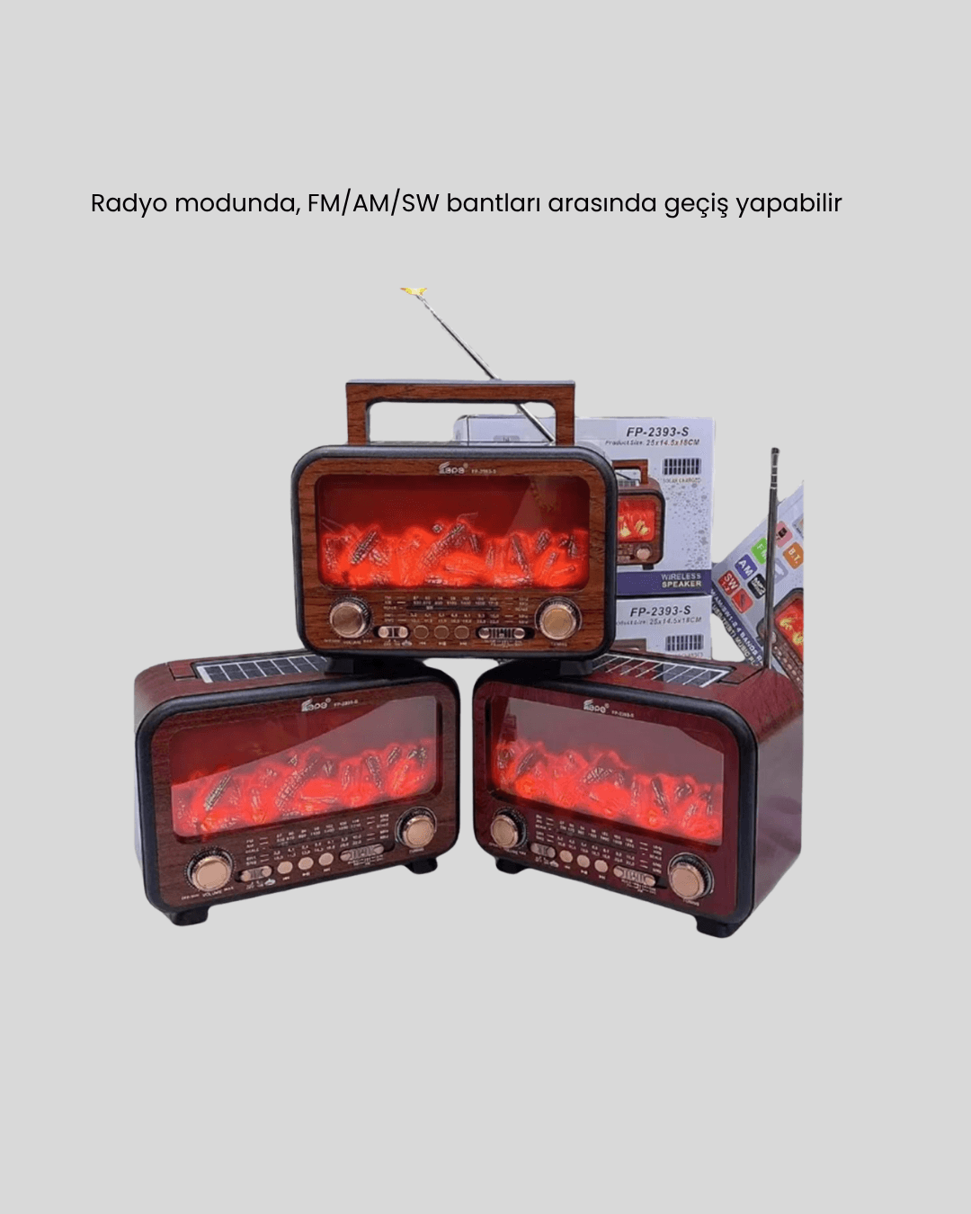 Alev Işığı Efektli Solar Bluetooth Hoparlör Radyo Destekli Taşınabilir Model 6