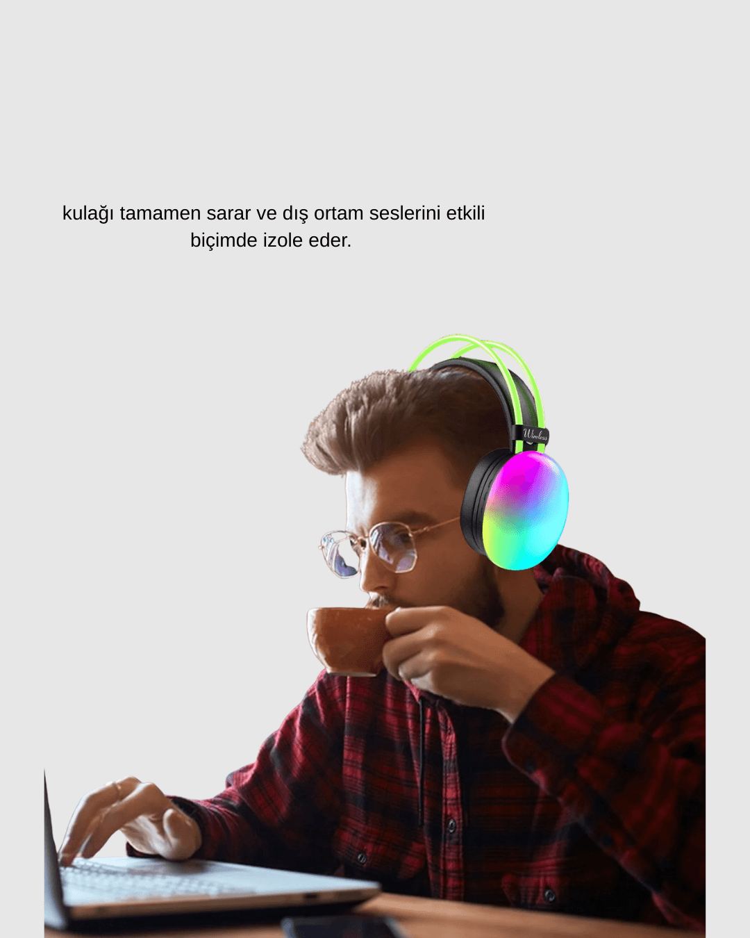 Ergonomik RGB Bluetooth Kulaklık 3D Ses 6