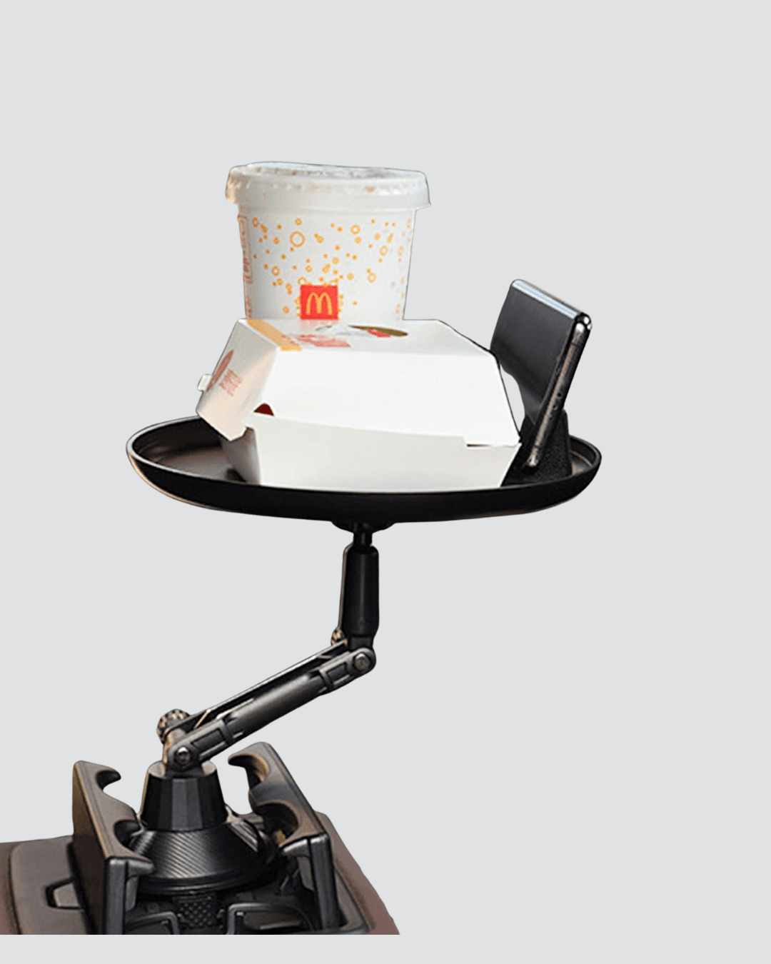 360° Döner Araç Bardaklık Tepsisi Geniş Yemek Alanlı Telefon Standlı 4