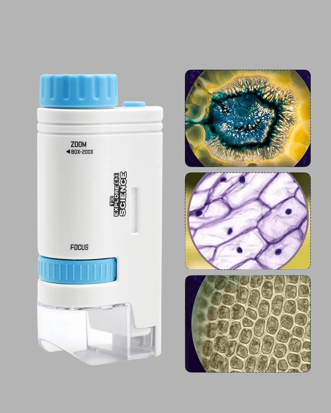 LED Işıklı Mikroskop 80X–200X Zoom Eğitici Bilim Seti ve Taşınabilir 5
