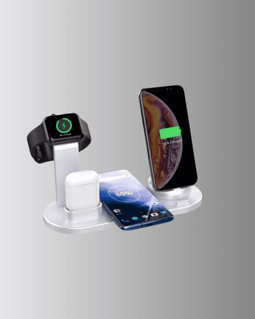 4’lü Apple Kablosuz Şarj Standı iPhone Watch ve AirPods Çoklu Şarjlı 6