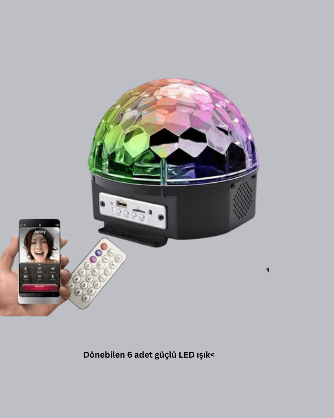 Bluetooth Hoparlörlü LED Disko Işığı Müzik Ritim Duyarlı ve Taşınabilir 6