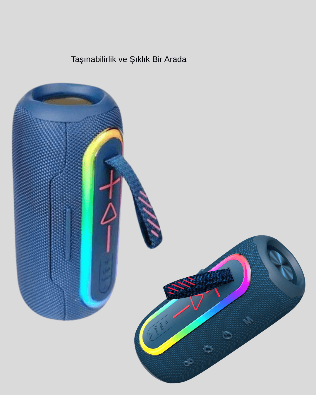 Mini Mavi Bluetooth Hoparlör Şık Görünüm ve Taşınabilir Güçlü Ses 6