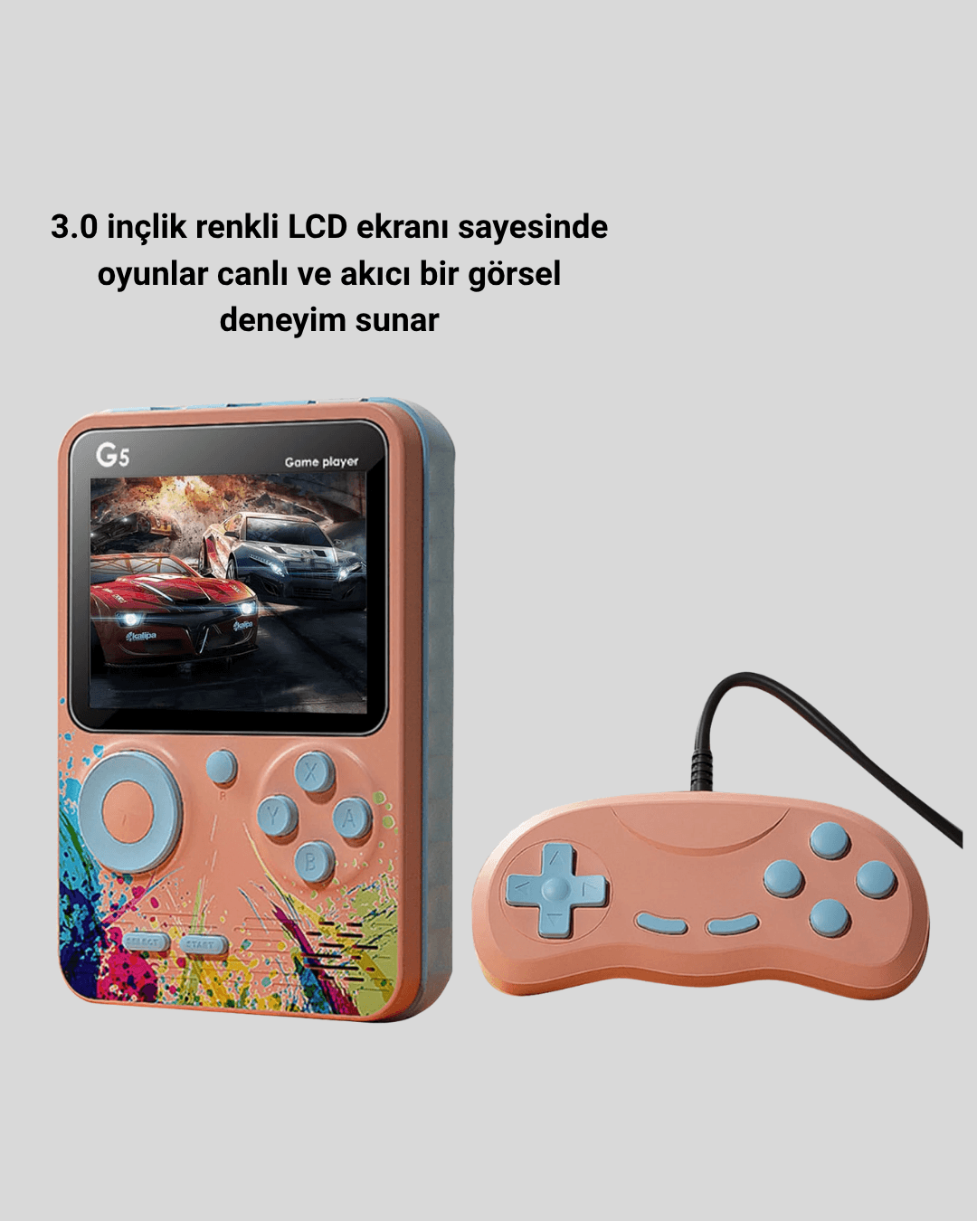 Mini Retro Oyun Konsolu 500 Oyunlu 3.0 İnç Ekran Şarjlı Batarya Taşınabilir 6