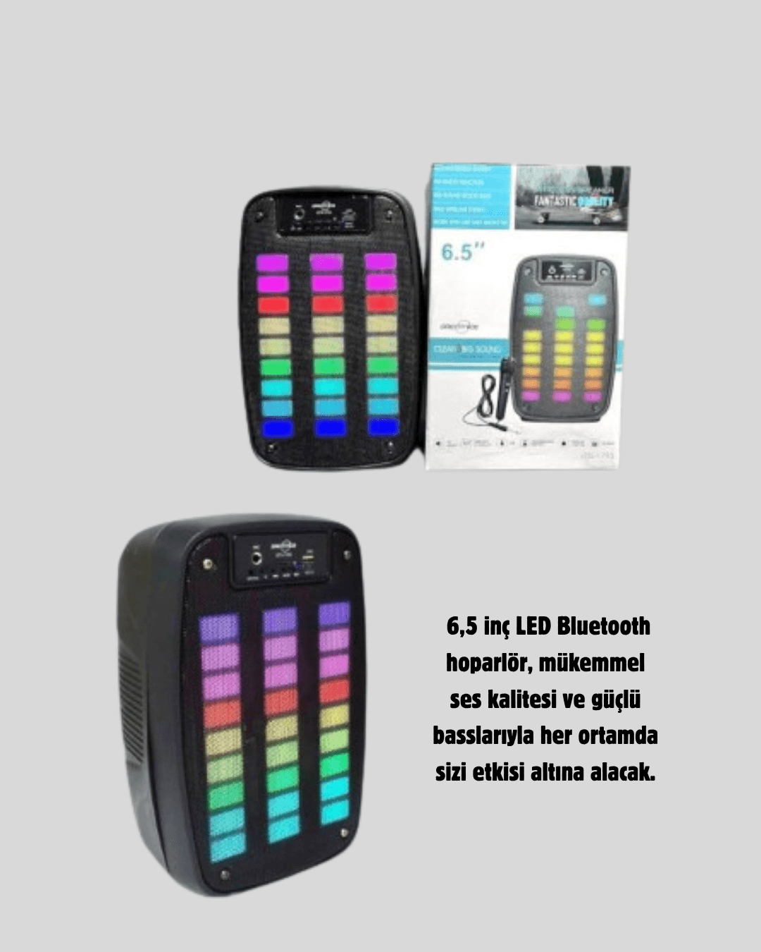 GTS 1793 Kablosuz Bluetooth Hoparlör 6.5 İnç Işıklı ve Güçlü Bass 6