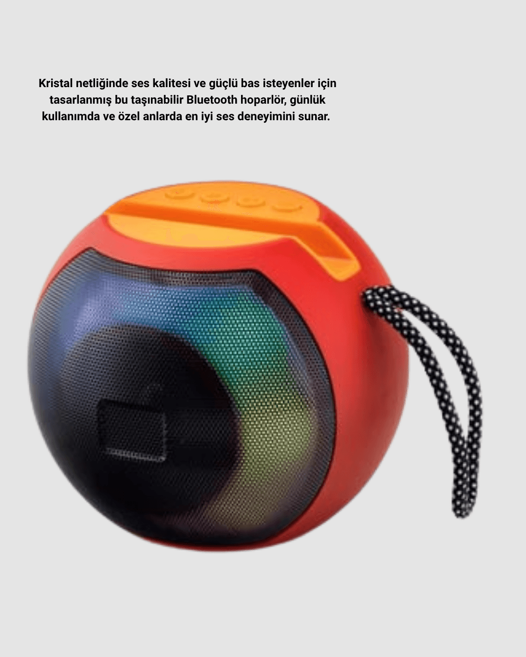 Bluetooth 5.0 Hoparlör – RGB Işıklı, Güçlü Bas ve 360° Surround Ses 6