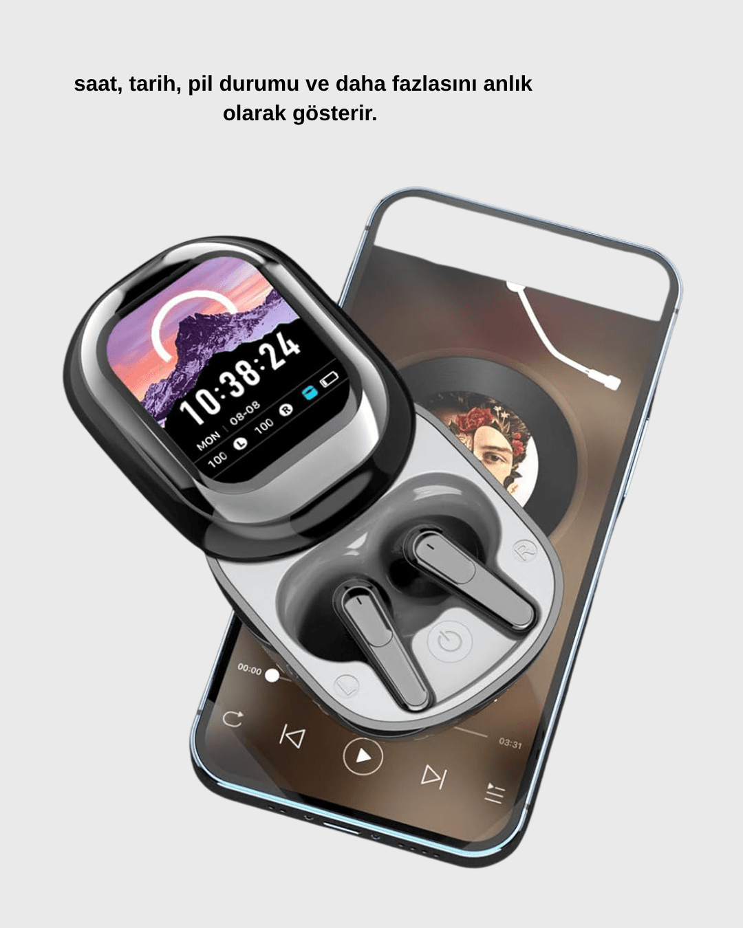 Bluetooth 5.4 Kulaklık – Gürültü Engelleme ve Akıllı Ekranlı Şarj Kutusu 6