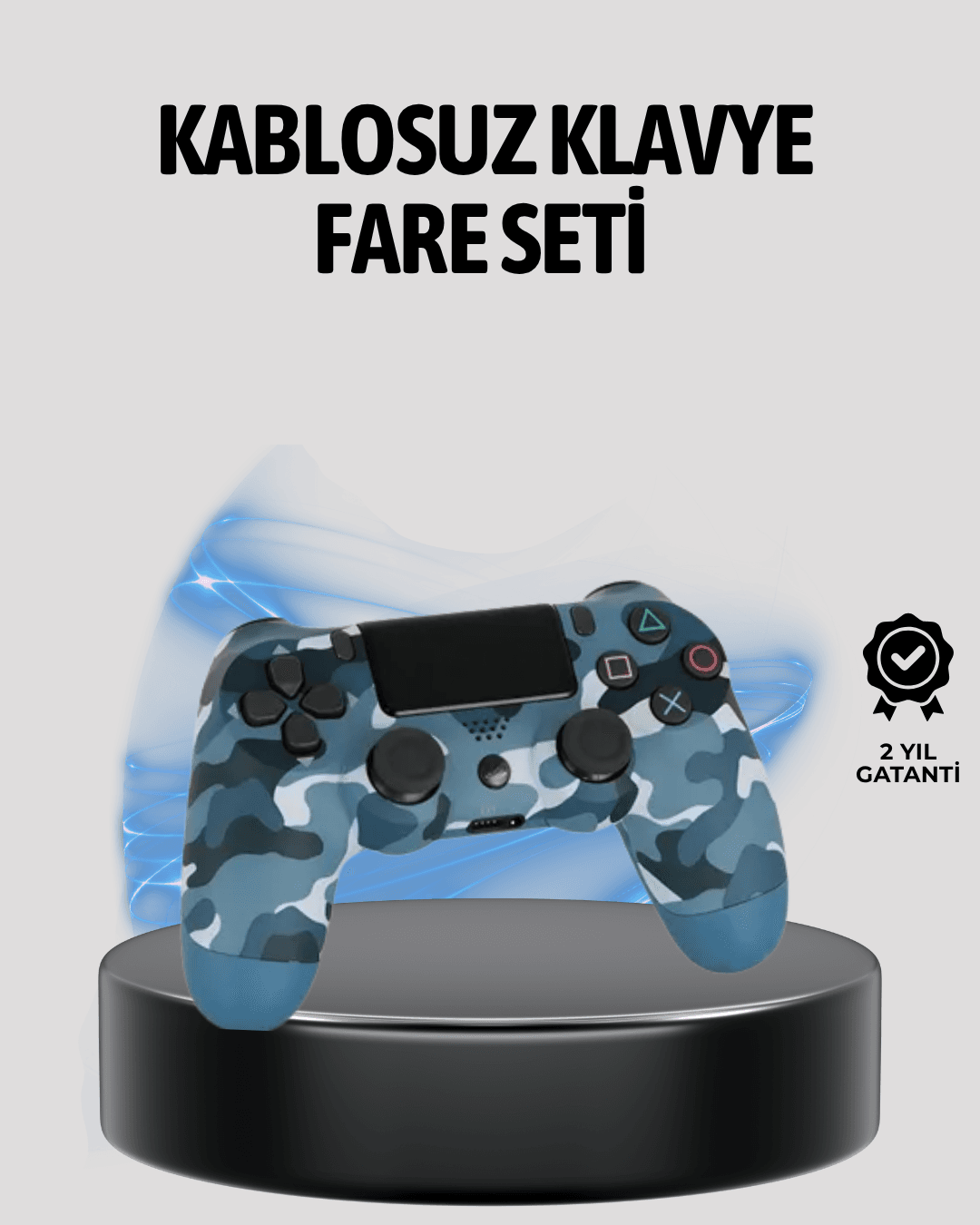 Kablosuz PS4 Controller Çift Motorlu Dayanıklı Gamepad - Siyah