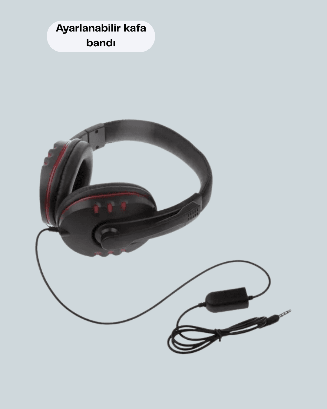 Kırmızı Gaming Headset Mikrofonlu Sağlam Kablolu Konforlu 4