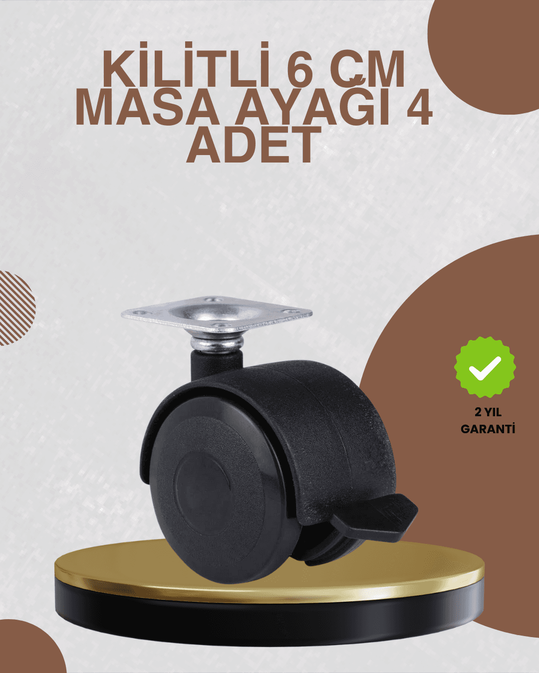 Kilitli Mobilya Ayağı 6 cm 4’lü Set Zemin Korumalı