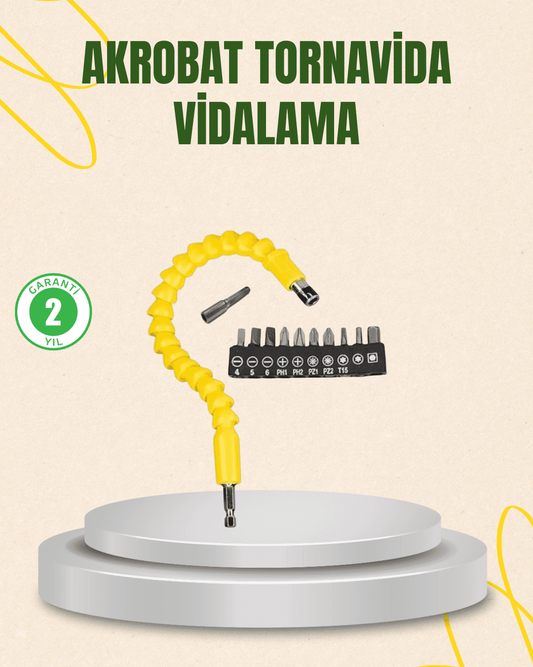 12 Parça Akrobat Vidalama Uç Seti Esnek Dar Alan Kullanım