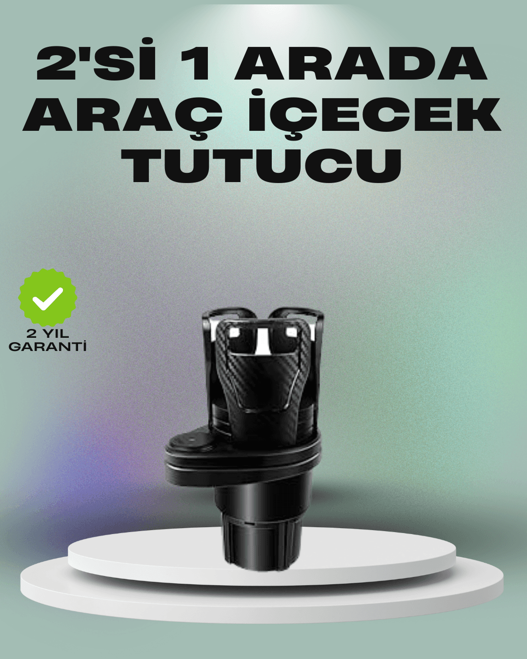 Araba Çift Bardak Tutucu 360° Dönebilen İkisi Bir Arada Ayarlanabilir