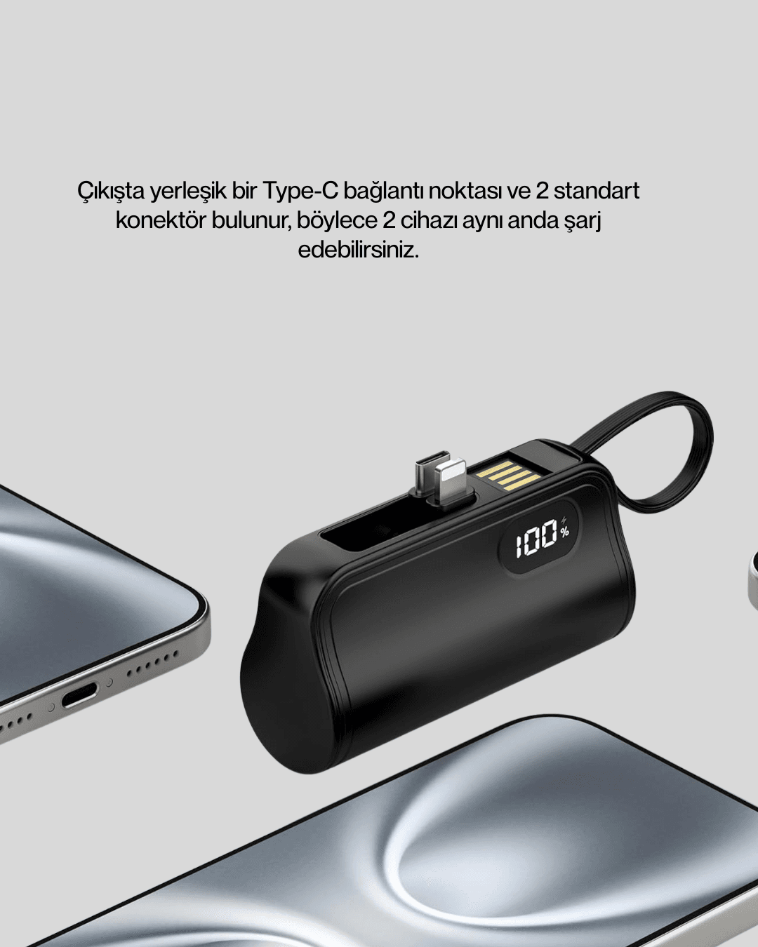 Dahili Type-C Konektörlü Mini 2000mAh Powerbank 6