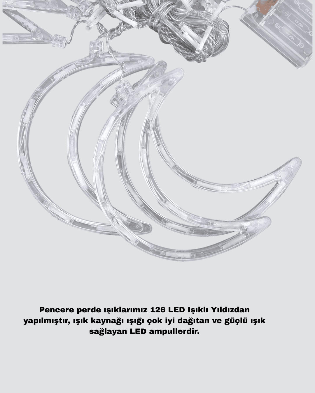 Ay Yıldız Perde LED 126 LED Prizli Romantik Dekoratif Aydınlatma 6