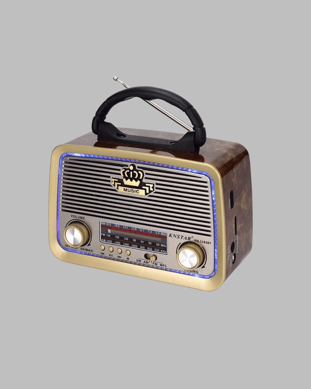 Eskitme Tasarımlı Ahşap Bluetooth Radyo LED Aydınlatmalı 6