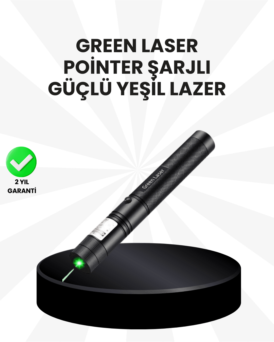 Yüksek Güçlü Yeşil Lazer Pointer 5000mW Şarjlı – Profesyonel Kullanım