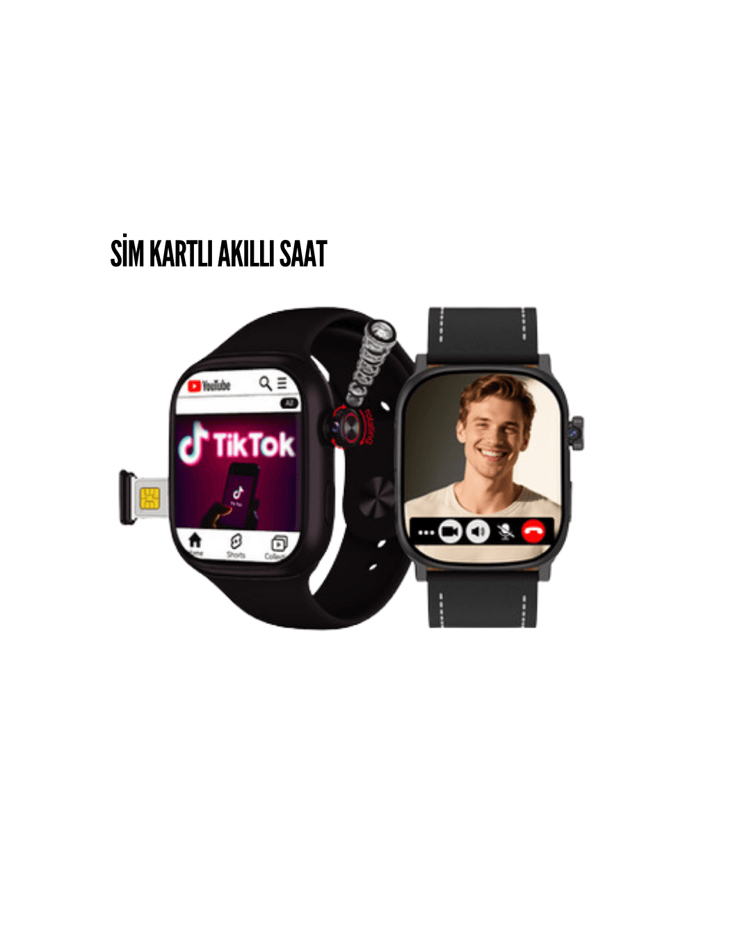 FG5 GPS SIM Kartlı Akıllı Saat - Siyah Kasa, Arama ve Nabız Ölçer
