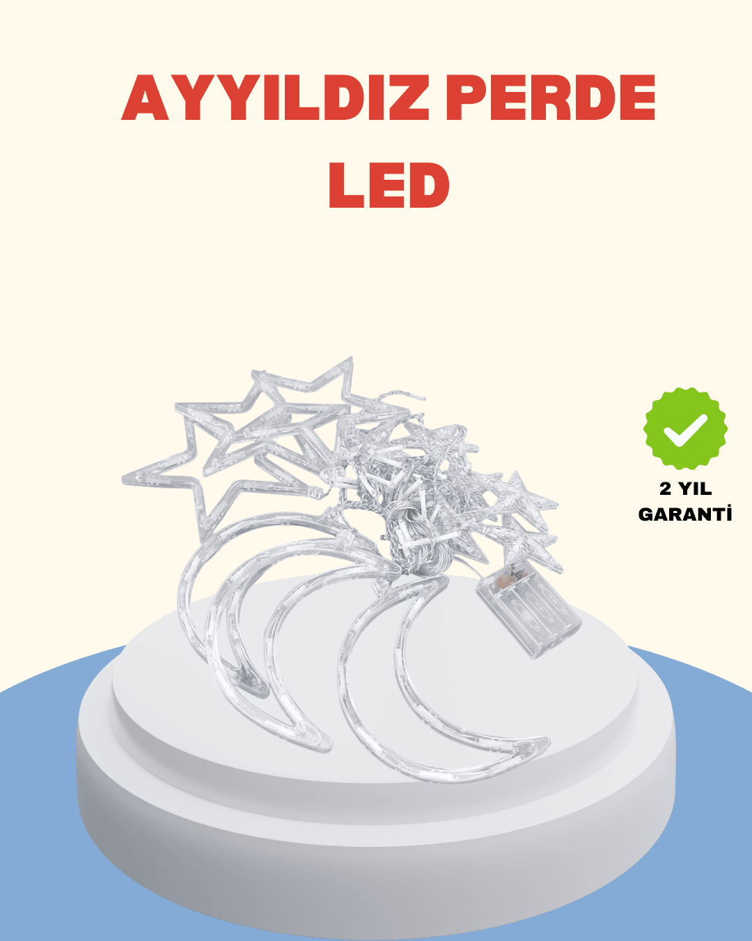 Yıldız Ay Tasarımlı Prizli Perde LED Işık 126 LED İç Mekan Dekoru